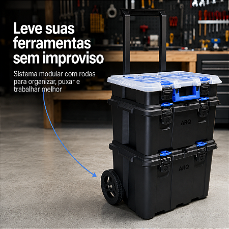 Maleta de Ferramentas Modular Ultra Box Com rodas 3 em 1 ref 26036PM Arqplast