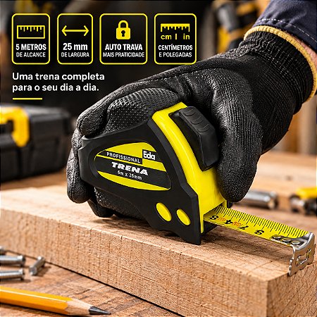 Trena 5 M x 25 MM Emborrachada Auto Trava Fita Profissional