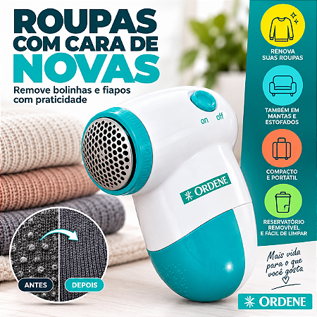 Removedor Papa Bolinhas Fiapos Ordene Portátil Recarregavel ORDENE OR62900