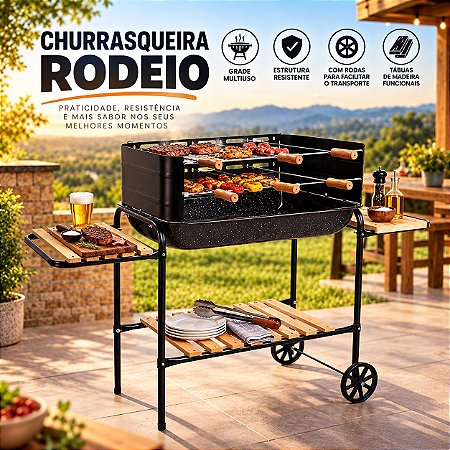 Mor Churrasqueira Rodeio Bacia Esmaltada Cor  Preto e branco