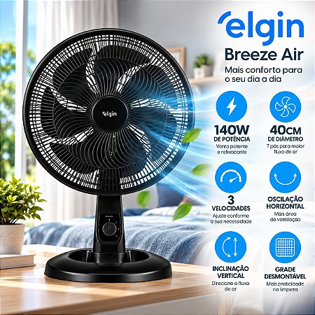 Ventilador Breeze Air 40cm 7 Pás Preto 140w Diâmetro 40 Cm