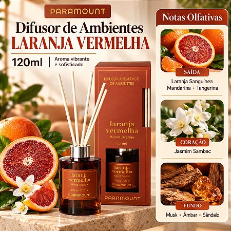 Difusor Aromatizador Laranja Vermelha 120ml Com Varetas