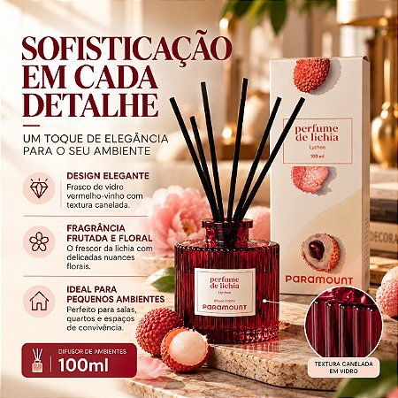 Difusor De Ambiente Com Perfume De Lichia 100ml Com Varetas