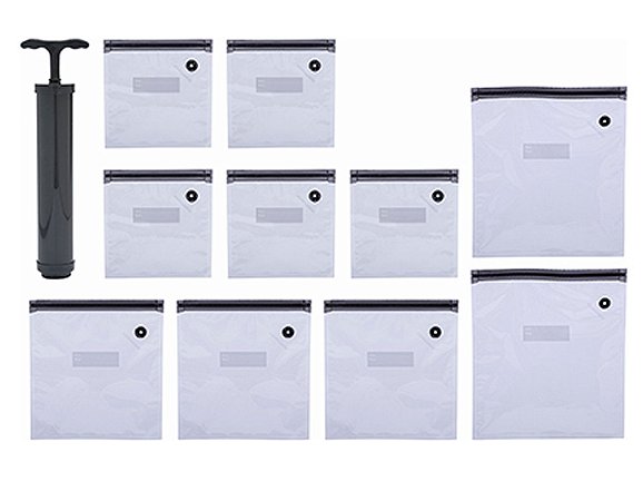 Saco a vácuo Kit c/ 10 Unidades e Bomba Manual Paramount