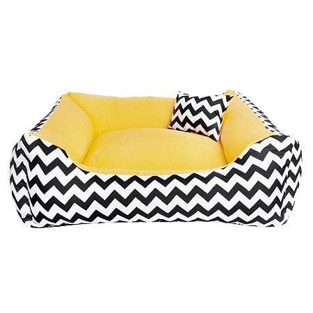 Cama de cachorro 60 x 60 Chevron Amarelo