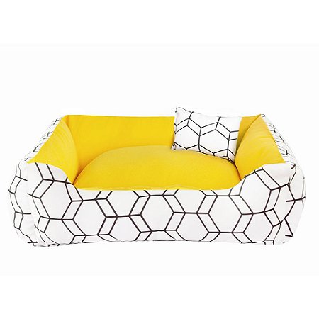 Cama de cachorro 60 x 60 Geométrica Amarelo