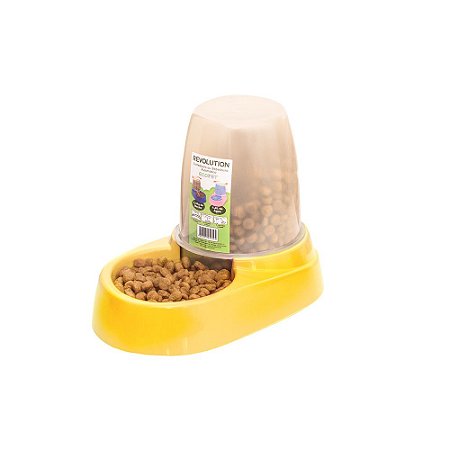 Comedouro E Bebedouro Automático 1,8l Cachorro Gato Amarelo