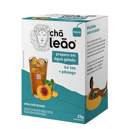 CHÁ LEÃO ÁGUA GELADA ICE TEA E PÊSSEGO 10 SACHÊS - LEÃO