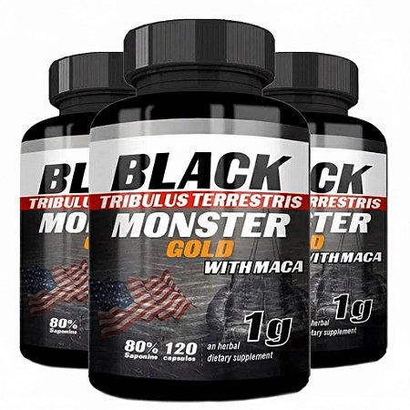 TRIBULUS COM MACA 80% SAP 1000MG 120 CÁPS - BLACK MONSTER ORIGINAL