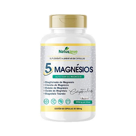 5 MAGNÉSIOS 500MG 60 CÁPSULAS - NATUSLEVE