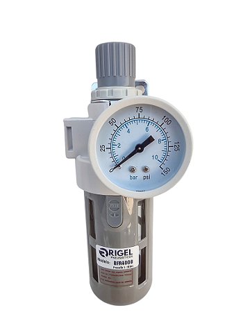 Filtro Regulador De Pressão 1/2 Bsp p/ até 8 Bar com Suporte e Manômetro