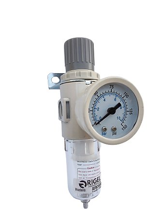 Filtro Regulador De Pressão 1/4 Bsp p/ até 8 Bar com Suporte e Manômetro