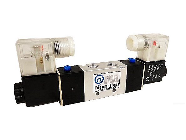 Válvula Direcional Pneumática 5/2 vias Duplo Solenoide 1/4 com Bobina