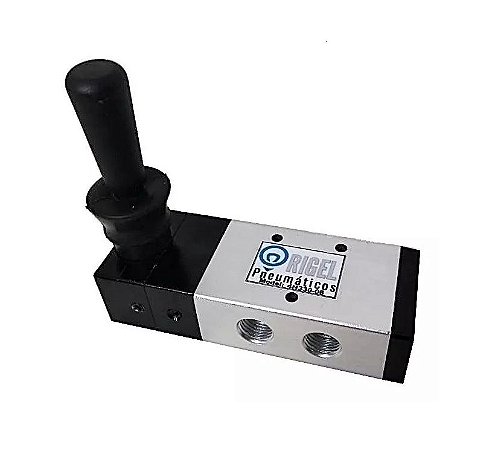 Válvula Direcional Pneumática 5/3 vias Rosca de 1/4 Centro Fechado com Alavanca Retorno mola