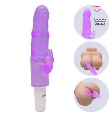 Vibrador em Jely Texturizado com Estimulador Clitoriano Roxo