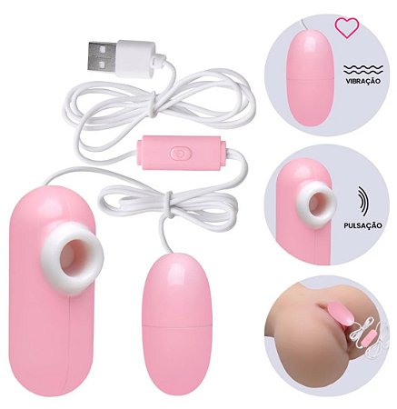 Vibrador Duplo com Pulsador Clitoriano e Capsúla Vibratória Anal ou Vaginal