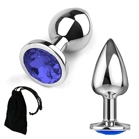 Plug Anal em Aço Cor Azul Escuro M