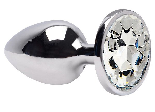 Plug Anal em Aço Cor Tranparente Diamante M