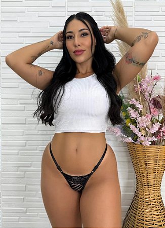 Calcinha Fio Confortável Rendado Preto