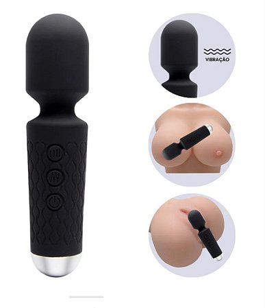 Vibrador Varinha Mágica 20 Vibrações Diferentes Recarregável USB