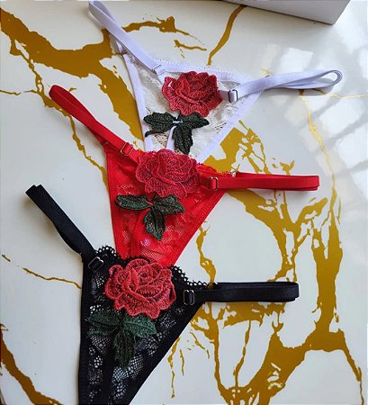Calcinha Fio Flor Sensual Preta