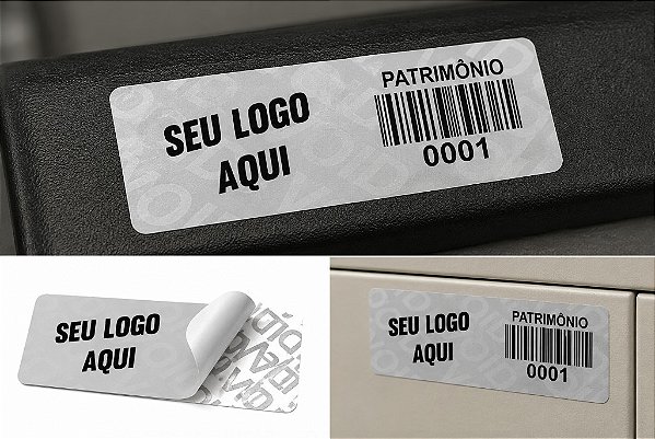 500 Etiquetas de Patrimônio VOID Prata Fosco 46x15mm