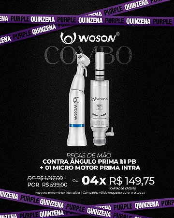 COMBO 2 - 01 Contra Ângulo PRIMA 1:1 PB + 01 Micro Motor Prima Intra