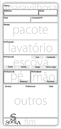 Comanda(2.500un) Modelo Novo 10x21cm frente e verso blocos