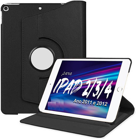 Capa Case Couro Giratoria Para Tablet Ipad 2,3 e 4 de 9.7 Polegadas