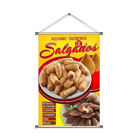 banner para divulgar que aceita encomendas de salgados e salgados