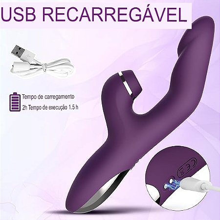 Vibrador JDY259 Ponto G com Sugador de Clitóris