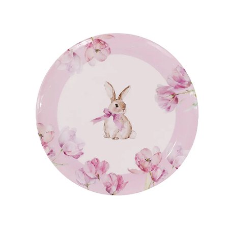 Prato Sobremesa Páscoa Coelho em Melamina 20cm