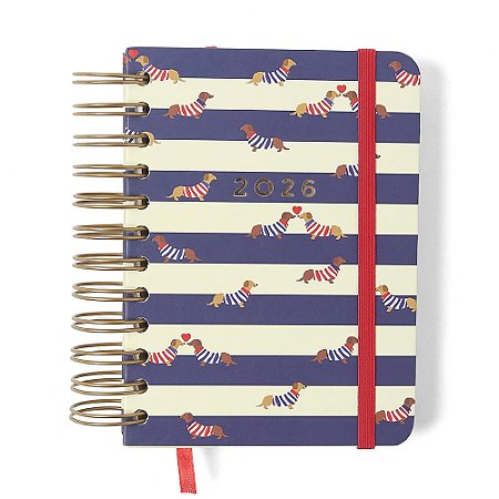 Agenda Planner Wire-o 2026 Praia Diária 11,5x16 Cachorros CICERO