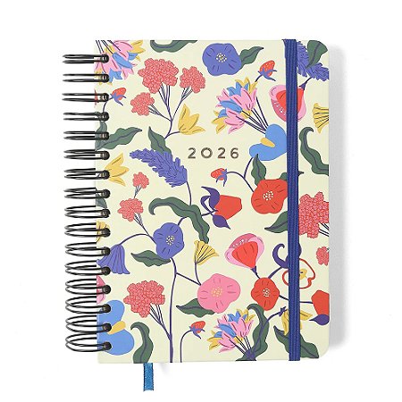 Agenda Planner Wire-o 2026 Doce Florada Diária A5 Off White CICERO