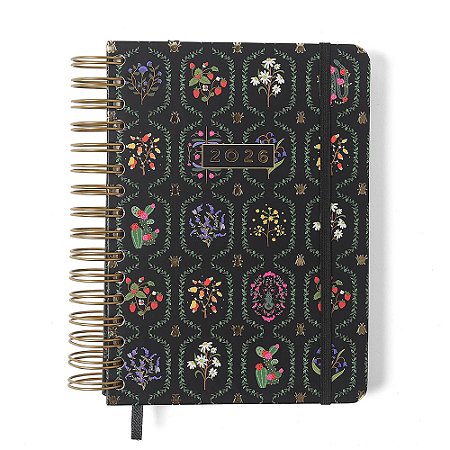 Agenda Planner Wire-o 2026 Jardim Diária A5 Preto CICERO