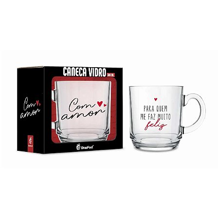 Caneca Vidro 300ml Para Quem Me Faz Muito Feliz
