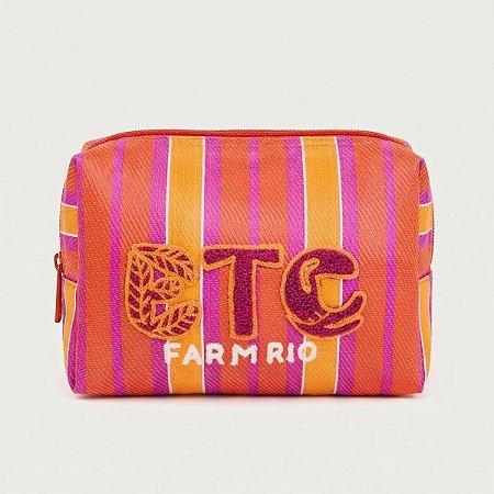 Necessaire Farm Ráfia Multicolor Laranja