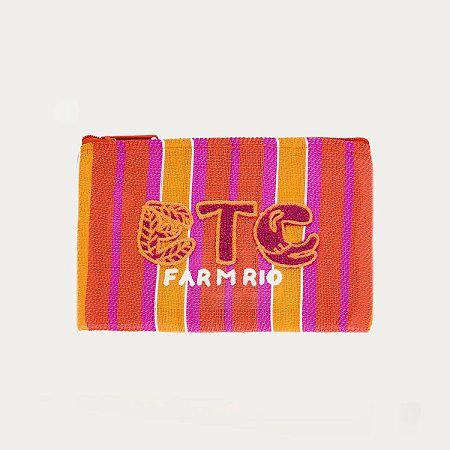 Necessaire Farm Flat Ráfia Multicolor Laranja