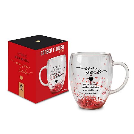 Caneca de Vidro Flower 320ml Ao Seu Lado
