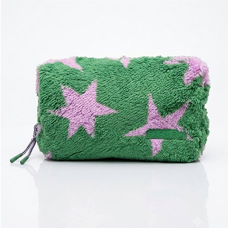 Necessaire Farm Ora Bolas Fleece Estrelas Verde