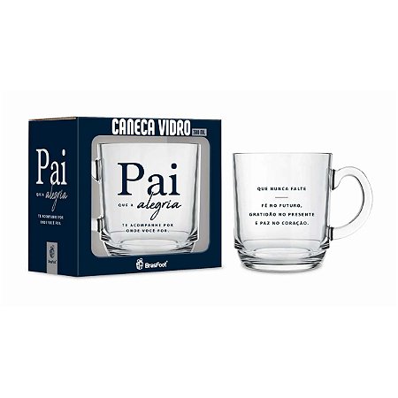 Caneca Vidro Elegance 300ml Pai Que Alegria