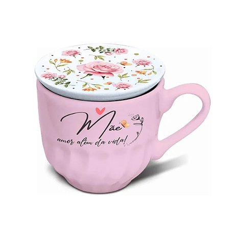 Xícara Com Tampa Mãe Floral