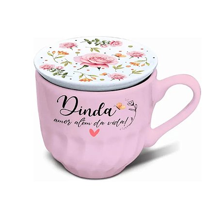 Xícara com Tampa Dinda Floral