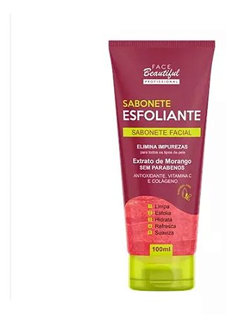 Sabonete Esfoliante Facial Face Beautiful Extrato De Morango