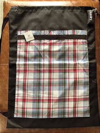 Laundry Bag Nylon Marrom Xadrez Vermelho