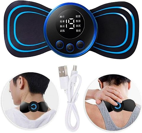 Aparelho Mini Massageador Elétrico Recarregável Portátil Para Dor Muscular Pescoço Pernas Coluna Lombar Sem Fio USB Fisioterapia Relaxamento Corporal