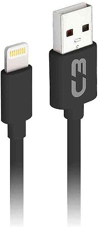 CABO PARA CELULAR USB IPHONE (IOS) 2.0 2M 2 METROS 2A CB-L20BK PRETO - C3 TECH