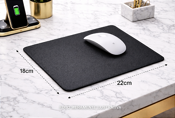 MOUSEPAD EMBORRACHADO ANTIDERRAPANTE PRETO 22X18CM