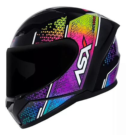 COMBO CAPACETE + VISEIRA ASX CITY STORM BRILHO PRETO/BRANCO