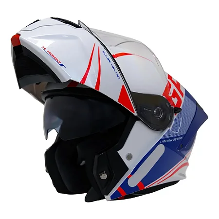 CAPACETE GP TECH A128 SV PULSE ARTICULADO BE YOURSELF BRANCO/AZUL